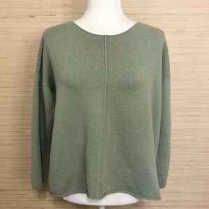 Mint Green Margaret O’Leary Handknit Wool Blend Boat Neck Pullover Sweater 3